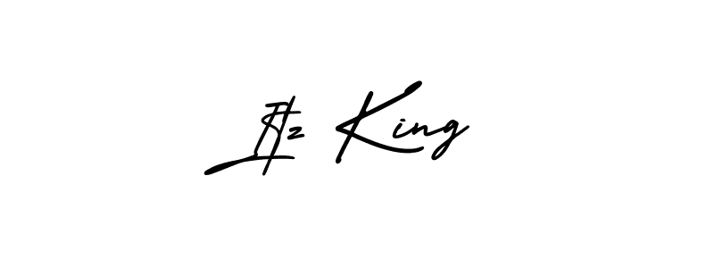 You should practise on your own different ways (AmerikaSignatureDemo-Regular) to write your name (Itz King) in signature. don't let someone else do it for you. Itz King signature style 3 images and pictures png