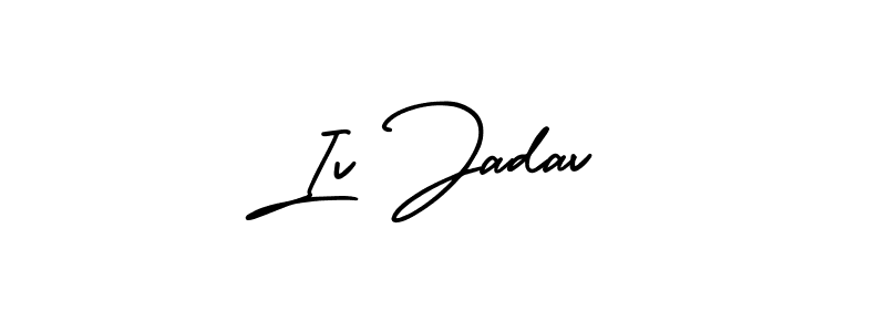 The best way (AmerikaSignatureDemo-Regular) to make a short signature is to pick only two or three words in your name. The name Iv Jadav include a total of six letters. For converting this name. Iv Jadav signature style 3 images and pictures png