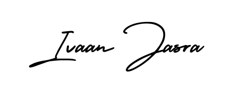 Create a personalized artistic stamp with Ivaan Jasra in AmerikaSignatureDemo-Regular font. Perfect for visual artists, designers, and influencers. Ivaan Jasra signature style 3 images and pictures png