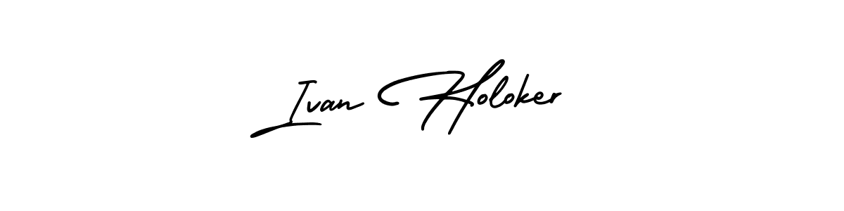 You should practise on your own different ways (AmerikaSignatureDemo-Regular) to write your name (Ivan Holoker) in signature. don't let someone else do it for you. Ivan Holoker signature style 3 images and pictures png