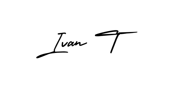 You should practise on your own different ways (AmerikaSignatureDemo-Regular) to write your name (Ivan T) in signature. don't let someone else do it for you. Ivan T signature style 3 images and pictures png