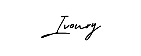 The AmerikaSignatureDemo-Regular handwriting style adds charm and authenticity to name Ivoury. A wonderful choice for personal thank-you notes. Ivoury signature style 3 images and pictures png