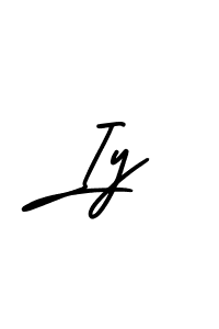 You should practise on your own different ways (AmerikaSignatureDemo-Regular) to write your name (Iy) in signature. don't let someone else do it for you. Iy signature style 3 images and pictures png
