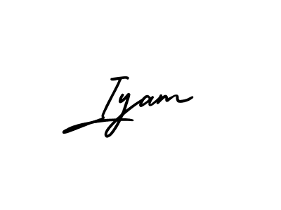 You should practise on your own different ways (AmerikaSignatureDemo-Regular) to write your name (Iyam) in signature. don't let someone else do it for you. Iyam signature style 3 images and pictures png