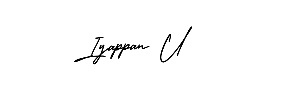 Make a beautiful signature design for name Iyappan U. With this signature (AmerikaSignatureDemo-Regular) style, you can create a handwritten signature for free. Iyappan U signature style 3 images and pictures png