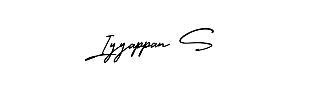 You should practise on your own different ways (AmerikaSignatureDemo-Regular) to write your name (Iyyappan S) in signature. don't let someone else do it for you. Iyyappan S signature style 3 images and pictures png