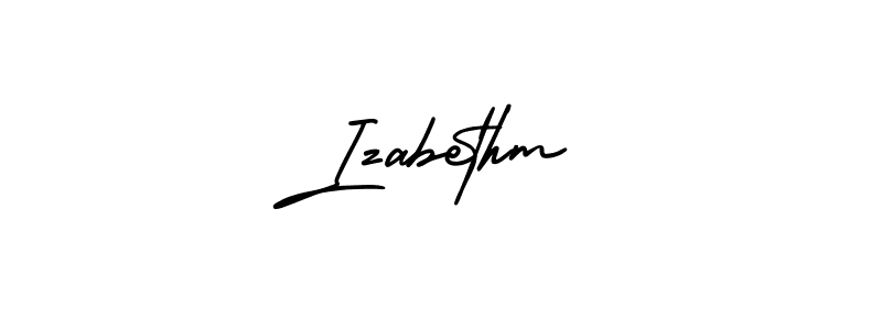 You should practise on your own different ways (AmerikaSignatureDemo-Regular) to write your name (Izabethm) in signature. don't let someone else do it for you. Izabethm signature style 3 images and pictures png