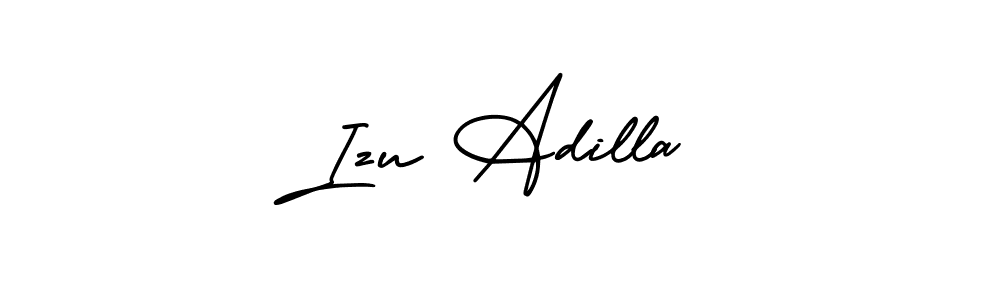 The best way (AmerikaSignatureDemo-Regular) to make a short signature is to pick only two or three words in your name. The name Izu Adilla include a total of six letters. For converting this name. Izu Adilla signature style 3 images and pictures png