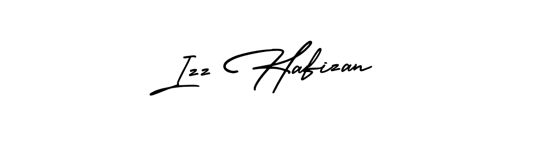 You should practise on your own different ways (AmerikaSignatureDemo-Regular) to write your name (Izz Hafizan) in signature. don't let someone else do it for you. Izz Hafizan signature style 3 images and pictures png