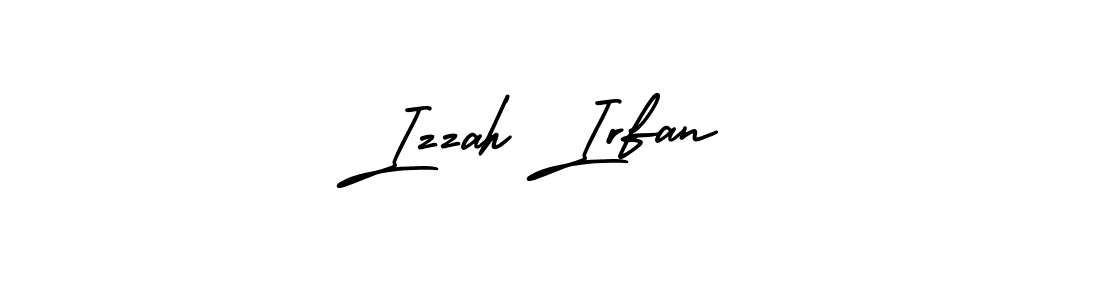 You should practise on your own different ways (AmerikaSignatureDemo-Regular) to write your name (Izzah Irfan) in signature. don't let someone else do it for you. Izzah Irfan signature style 3 images and pictures png