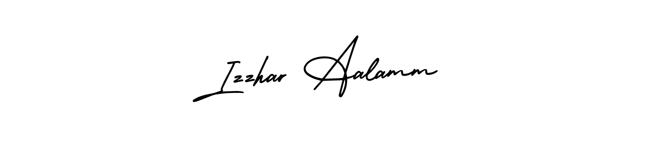 The best way (AmerikaSignatureDemo-Regular) to make a short signature is to pick only two or three words in your name. The name Izzhar Aalamm include a total of six letters. For converting this name. Izzhar Aalamm signature style 3 images and pictures png