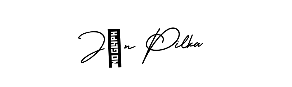 The best way (AmerikaSignatureDemo-Regular) to make a short signature is to pick only two or three words in your name. The name Ján Pilka include a total of six letters. For converting this name. Ján Pilka signature style 3 images and pictures png