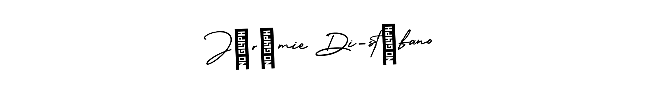 You should practise on your own different ways (AmerikaSignatureDemo-Regular) to write your name (Jérémie Di-stéfano) in signature. don't let someone else do it for you. Jérémie Di-stéfano signature style 3 images and pictures png