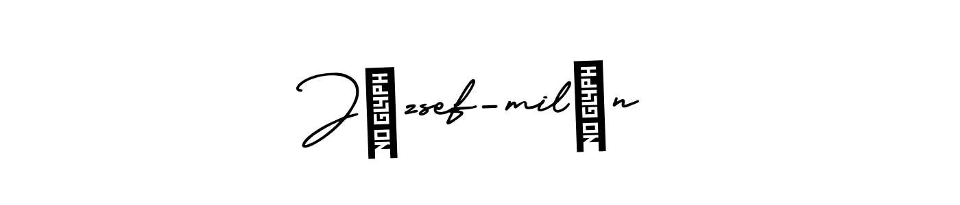 You should practise on your own different ways (AmerikaSignatureDemo-Regular) to write your name (József-milán) in signature. don't let someone else do it for you. József-milán signature style 3 images and pictures png