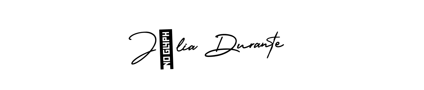 You should practise on your own different ways (AmerikaSignatureDemo-Regular) to write your name (Júlia Durante) in signature. don't let someone else do it for you. Júlia Durante signature style 3 images and pictures png