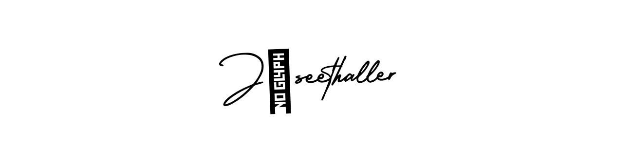 The best way (AmerikaSignatureDemo-Regular) to make a short signature is to pick only two or three words in your name. The name Jüseethaller include a total of six letters. For converting this name. Jüseethaller signature style 3 images and pictures png