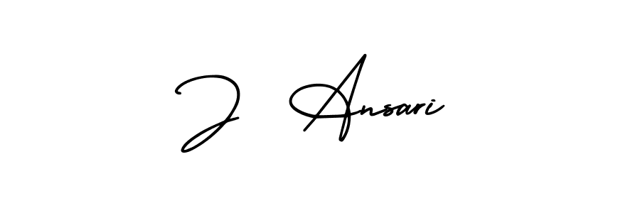 Design your own signature with our free online signature maker. With this signature software, you can create a handwritten (AmerikaSignatureDemo-Regular) signature for name J  Ansari. J  Ansari signature style 3 images and pictures png