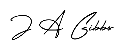 Practice writing J A Gibbs with the flow of AmerikaSignatureDemo-Regular lettering. A fantastic source of inspiration for developing your personal signature style. J A Gibbs signature style 3 images and pictures png
