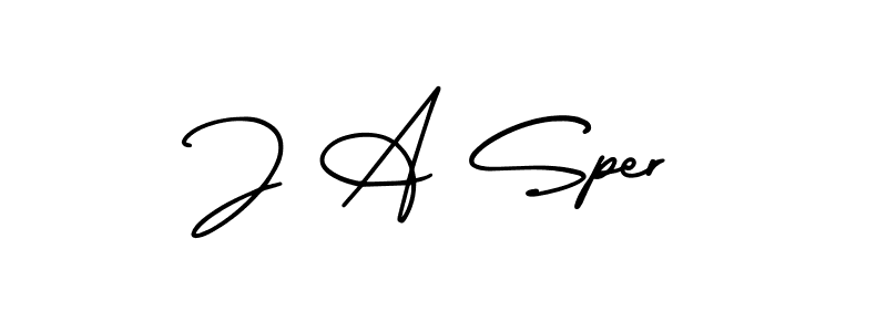 How to make J A Sper name signature. Use AmerikaSignatureDemo-Regular style for creating short signs online. This is the latest handwritten sign. J A Sper signature style 3 images and pictures png