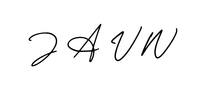 Design your own signature with our free online signature maker. With this signature software, you can create a handwritten (AmerikaSignatureDemo-Regular) signature for name J A V W. J A V W signature style 3 images and pictures png