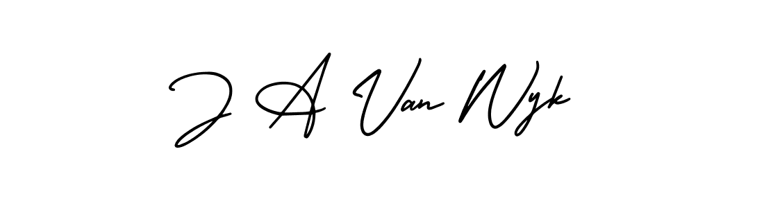 How to make J A Van Wyk name signature. Use AmerikaSignatureDemo-Regular style for creating short signs online. This is the latest handwritten sign. J A Van Wyk signature style 3 images and pictures png