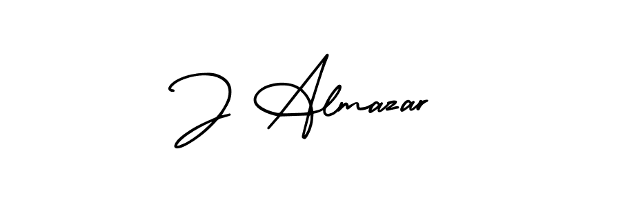 How to make J Almazar name signature. Use AmerikaSignatureDemo-Regular style for creating short signs online. This is the latest handwritten sign. J Almazar signature style 3 images and pictures png