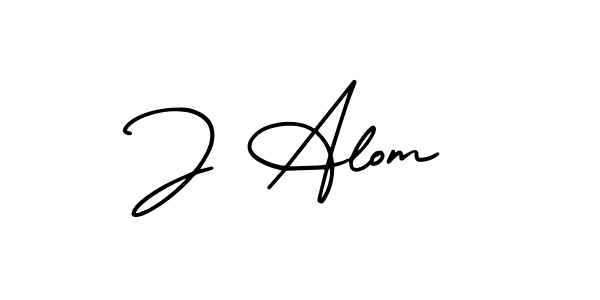 Use a signature maker to create a handwritten signature online. With this signature software, you can design (AmerikaSignatureDemo-Regular) your own signature for name J Alom. J Alom signature style 3 images and pictures png