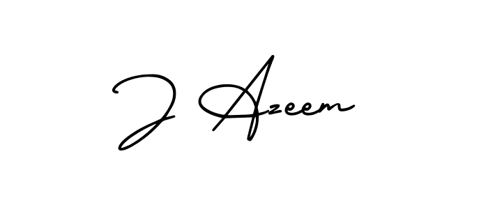 How to make J Azeem name signature. Use AmerikaSignatureDemo-Regular style for creating short signs online. This is the latest handwritten sign. J Azeem signature style 3 images and pictures png
