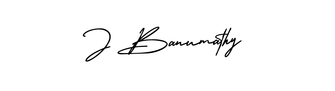 How to make J Banumathy signature? AmerikaSignatureDemo-Regular is a professional autograph style. Create handwritten signature for J Banumathy name. J Banumathy signature style 3 images and pictures png