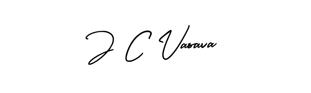 How to make J C Vasava name signature. Use AmerikaSignatureDemo-Regular style for creating short signs online. This is the latest handwritten sign. J C Vasava signature style 3 images and pictures png