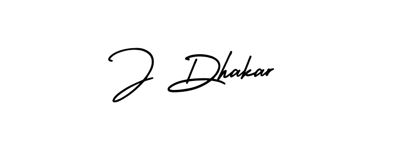 Use a signature maker to create a handwritten signature online. With this signature software, you can design (AmerikaSignatureDemo-Regular) your own signature for name J Dhakar. J Dhakar signature style 3 images and pictures png