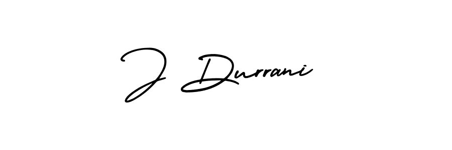 How to make J Durrani name signature. Use AmerikaSignatureDemo-Regular style for creating short signs online. This is the latest handwritten sign. J Durrani signature style 3 images and pictures png