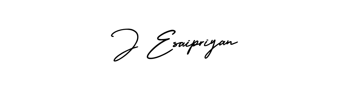 Use a signature maker to create a handwritten signature online. With this signature software, you can design (AmerikaSignatureDemo-Regular) your own signature for name J Esaipriyan. J Esaipriyan signature style 3 images and pictures png