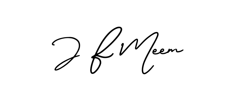 How to make J F Meem name signature. Use AmerikaSignatureDemo-Regular style for creating short signs online. This is the latest handwritten sign. J F Meem signature style 3 images and pictures png