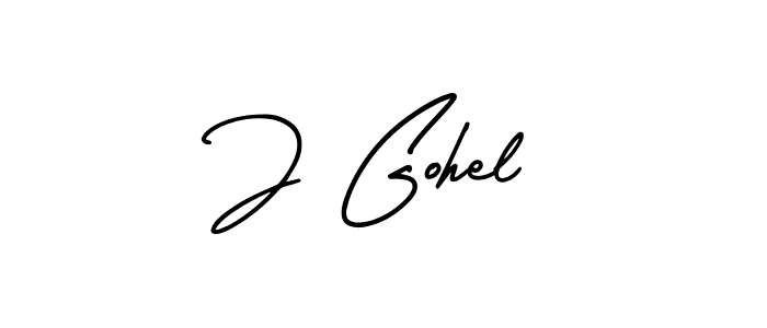 Use a signature maker to create a handwritten signature online. With this signature software, you can design (AmerikaSignatureDemo-Regular) your own signature for name J Gohel. J Gohel signature style 3 images and pictures png