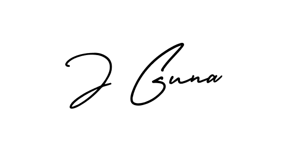 J Guna stylish signature style. Best Handwritten Sign (AmerikaSignatureDemo-Regular) for my name. Handwritten Signature Collection Ideas for my name J Guna. J Guna signature style 3 images and pictures png