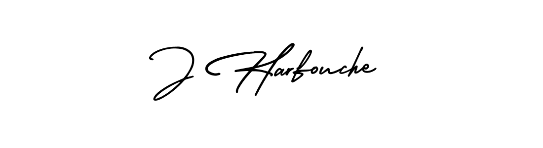 The best way (AmerikaSignatureDemo-Regular) to make a short signature is to pick only two or three words in your name. The name J Harfouche include a total of six letters. For converting this name. J Harfouche signature style 3 images and pictures png