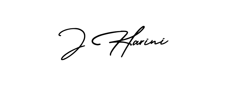How to make J Harini name signature. Use AmerikaSignatureDemo-Regular style for creating short signs online. This is the latest handwritten sign. J Harini signature style 3 images and pictures png