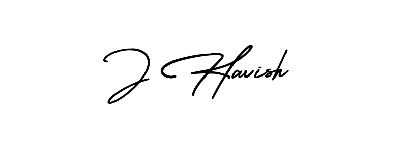 How to make J Havish name signature. Use AmerikaSignatureDemo-Regular style for creating short signs online. This is the latest handwritten sign. J Havish signature style 3 images and pictures png