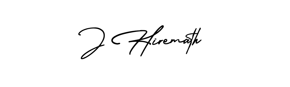 How to make J Hiremath name signature. Use AmerikaSignatureDemo-Regular style for creating short signs online. This is the latest handwritten sign. J Hiremath signature style 3 images and pictures png
