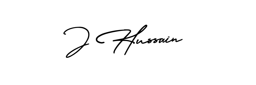 Create a beautiful signature design for name J Hussain. With this signature (AmerikaSignatureDemo-Regular) fonts, you can make a handwritten signature for free. J Hussain signature style 3 images and pictures png