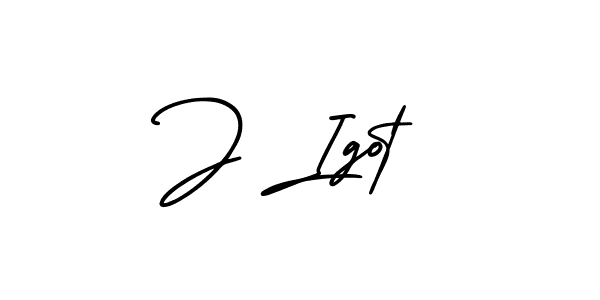 Use a signature maker to create a handwritten signature online. With this signature software, you can design (AmerikaSignatureDemo-Regular) your own signature for name J Igot. J Igot signature style 3 images and pictures png