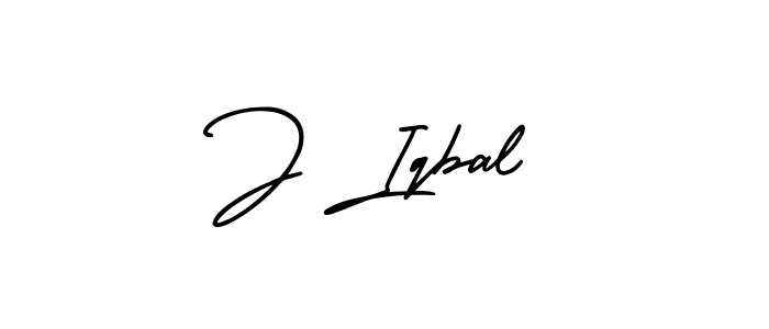 How to make J Iqbal name signature. Use AmerikaSignatureDemo-Regular style for creating short signs online. This is the latest handwritten sign. J Iqbal signature style 3 images and pictures png