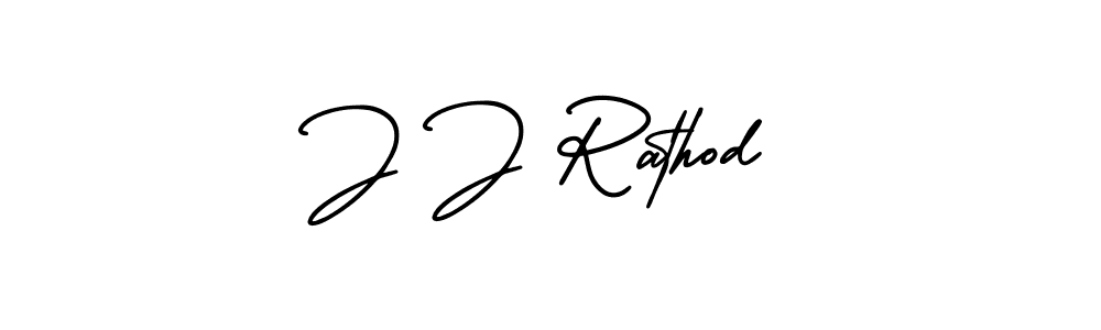 How to make J J Rathod name signature. Use AmerikaSignatureDemo-Regular style for creating short signs online. This is the latest handwritten sign. J J Rathod signature style 3 images and pictures png