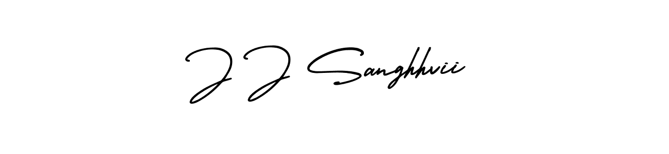 You should practise on your own different ways (AmerikaSignatureDemo-Regular) to write your name (J J Sanghhvii) in signature. don't let someone else do it for you. J J Sanghhvii signature style 3 images and pictures png