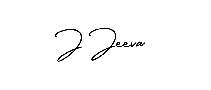 How to make J Jeeva name signature. Use AmerikaSignatureDemo-Regular style for creating short signs online. This is the latest handwritten sign. J Jeeva signature style 3 images and pictures png