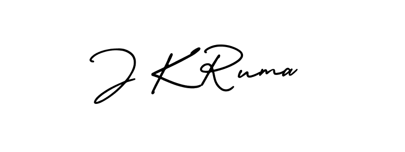 How to make J K Ruma name signature. Use AmerikaSignatureDemo-Regular style for creating short signs online. This is the latest handwritten sign. J K Ruma signature style 3 images and pictures png