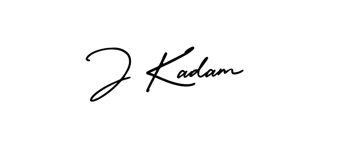 How to make J Kadam name signature. Use AmerikaSignatureDemo-Regular style for creating short signs online. This is the latest handwritten sign. J Kadam signature style 3 images and pictures png