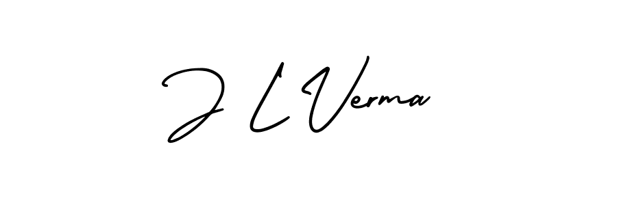 The best way (AmerikaSignatureDemo-Regular) to make a short signature is to pick only two or three words in your name. The name J L Verma include a total of six letters. For converting this name. J L Verma signature style 3 images and pictures png