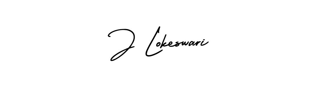 J Lokeswari stylish signature style. Best Handwritten Sign (AmerikaSignatureDemo-Regular) for my name. Handwritten Signature Collection Ideas for my name J Lokeswari. J Lokeswari signature style 3 images and pictures png